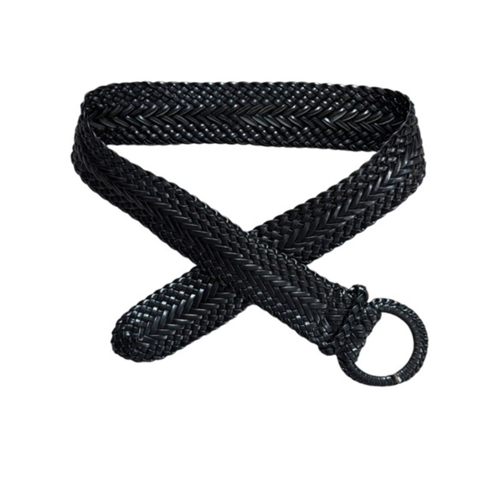 Y2K Vintage Black Chunky Braided Waist Belt - XL -‎ 38"